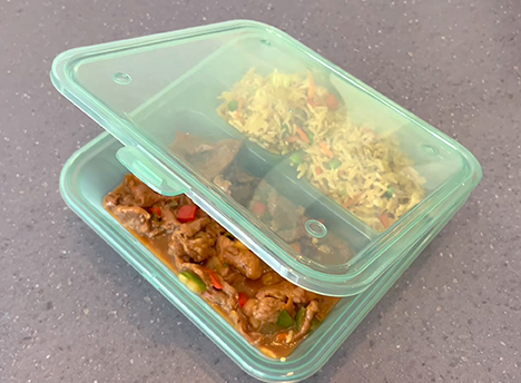 Green Piece container at Earth, Wok & Fire